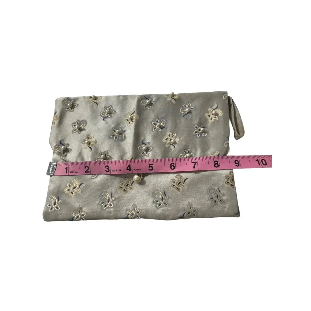 NOS Beaded‎ Clutch Purse Hand Bag In Original Gift Box Faux Pearl Floral READ